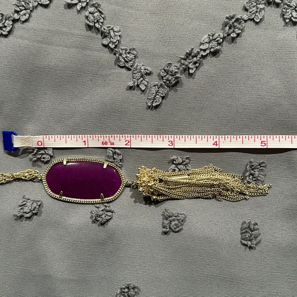 Kendra Scott Rayne Stone Tassel Pendant Necklace Purple Jade gem with dust bag - Picture 9 of 9